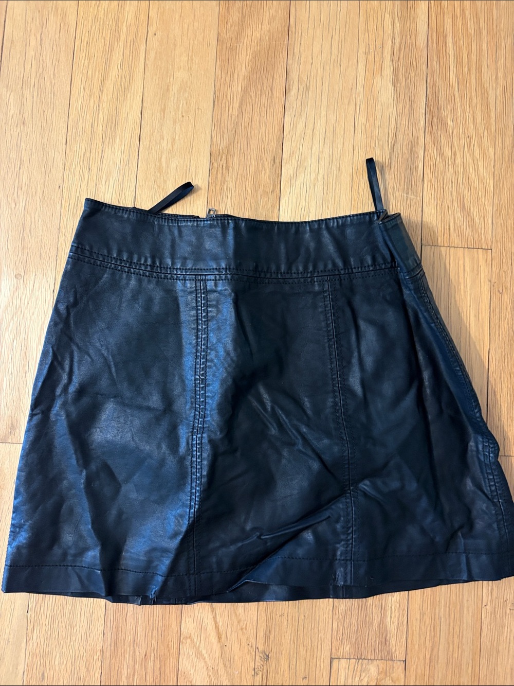 Free People Black Faux Leather Mini Skirt